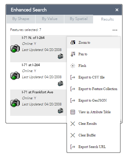 List of search results