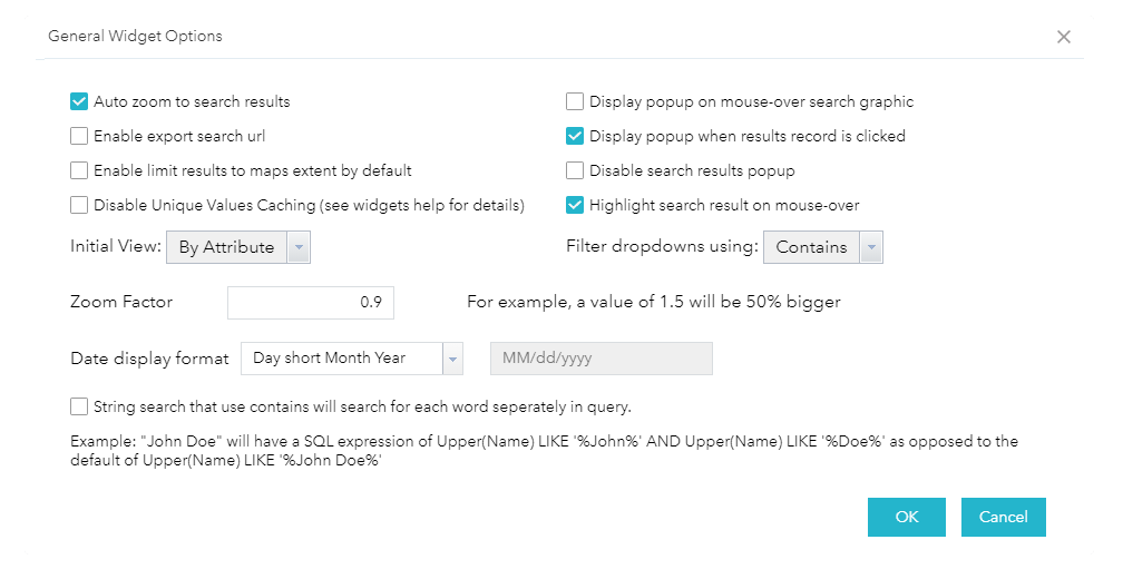 General Widget Options