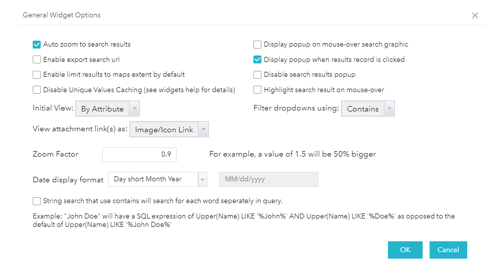General Widget Options
