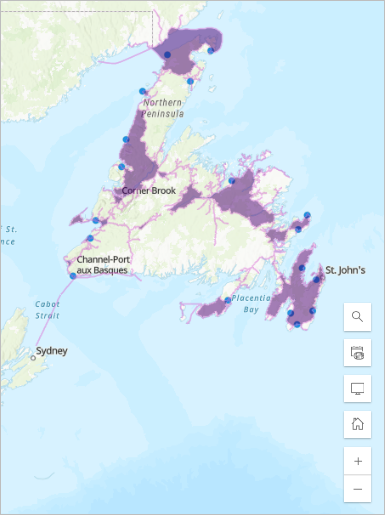 Travel areas surrounding electric charging stations Travel areas surrounding electric charging stations